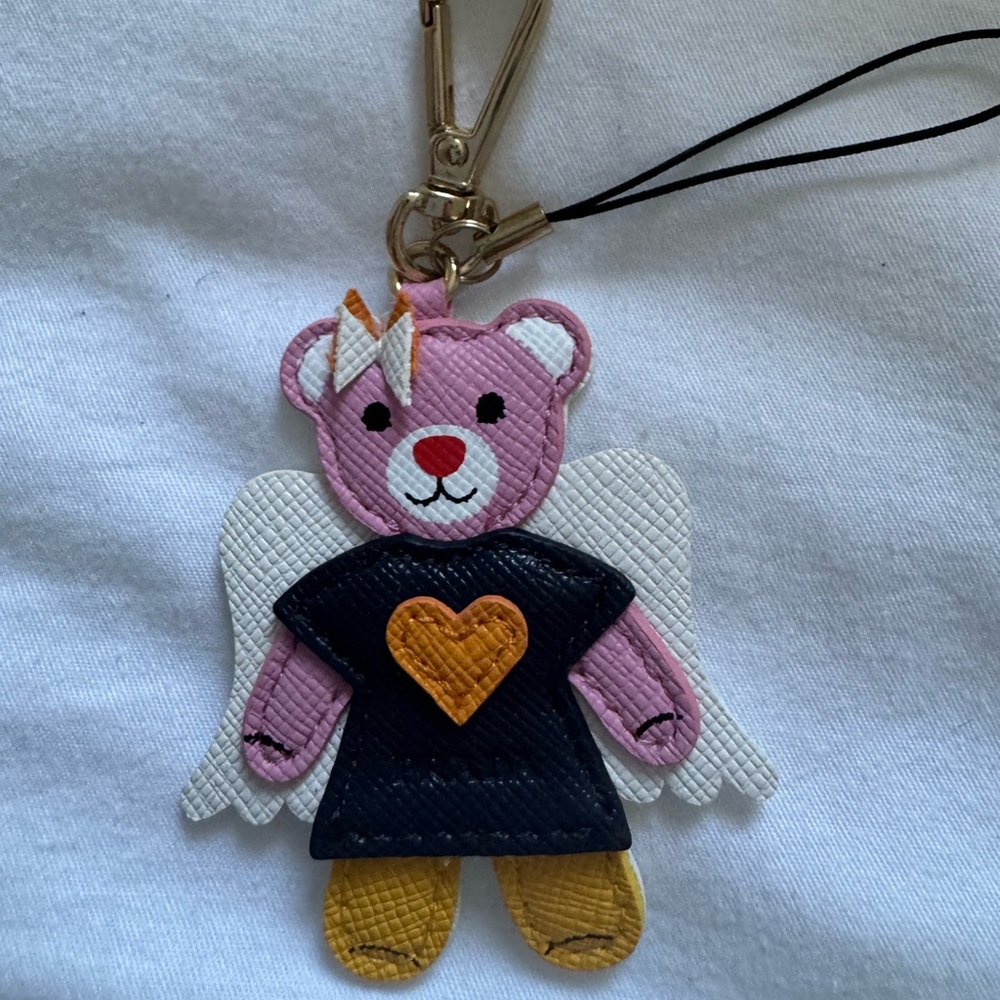 Prada adorable angel Bear Keychain with Heart
